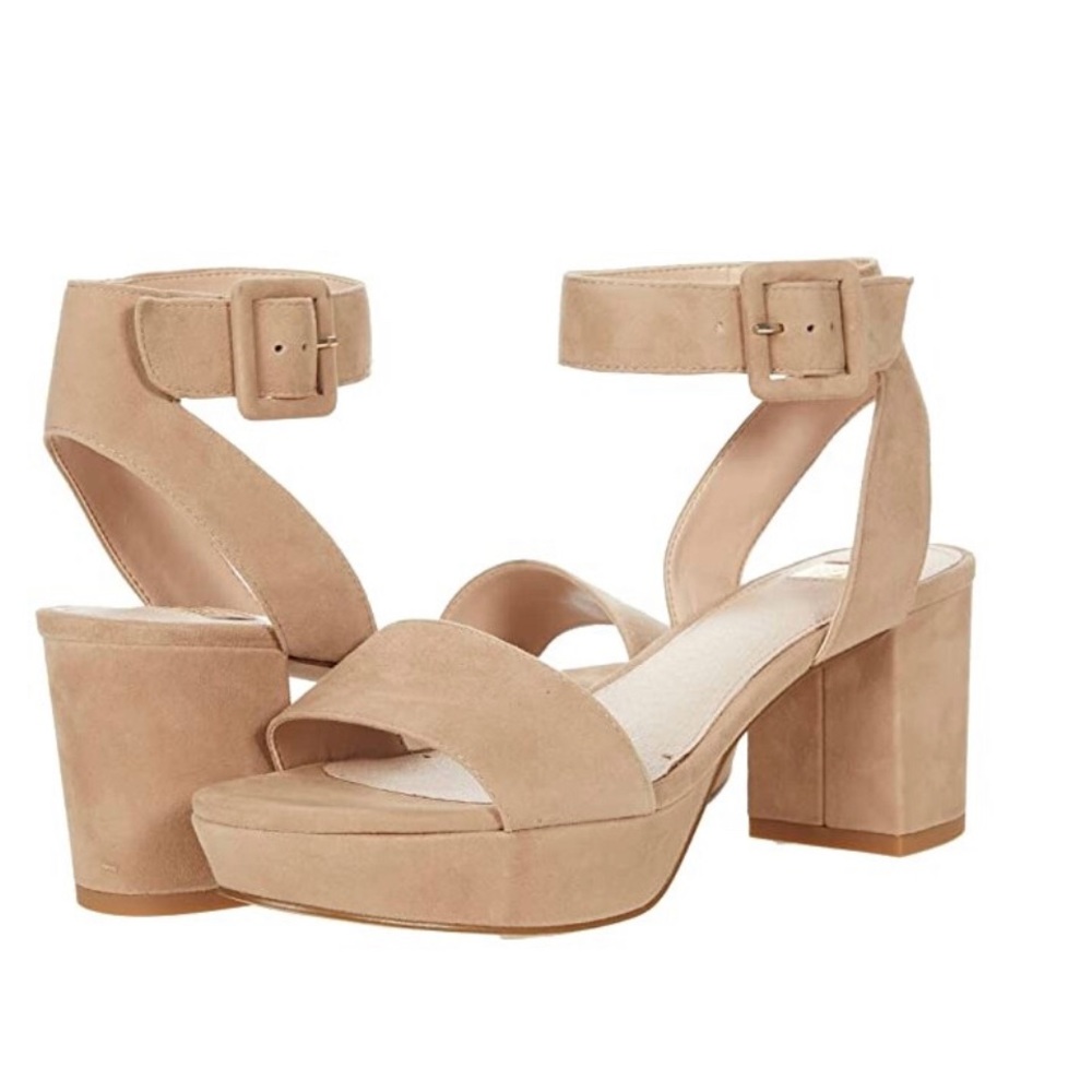 Louise et Cie Hanya tan suede 2.75” block heel 1”platform ankle strap sandal